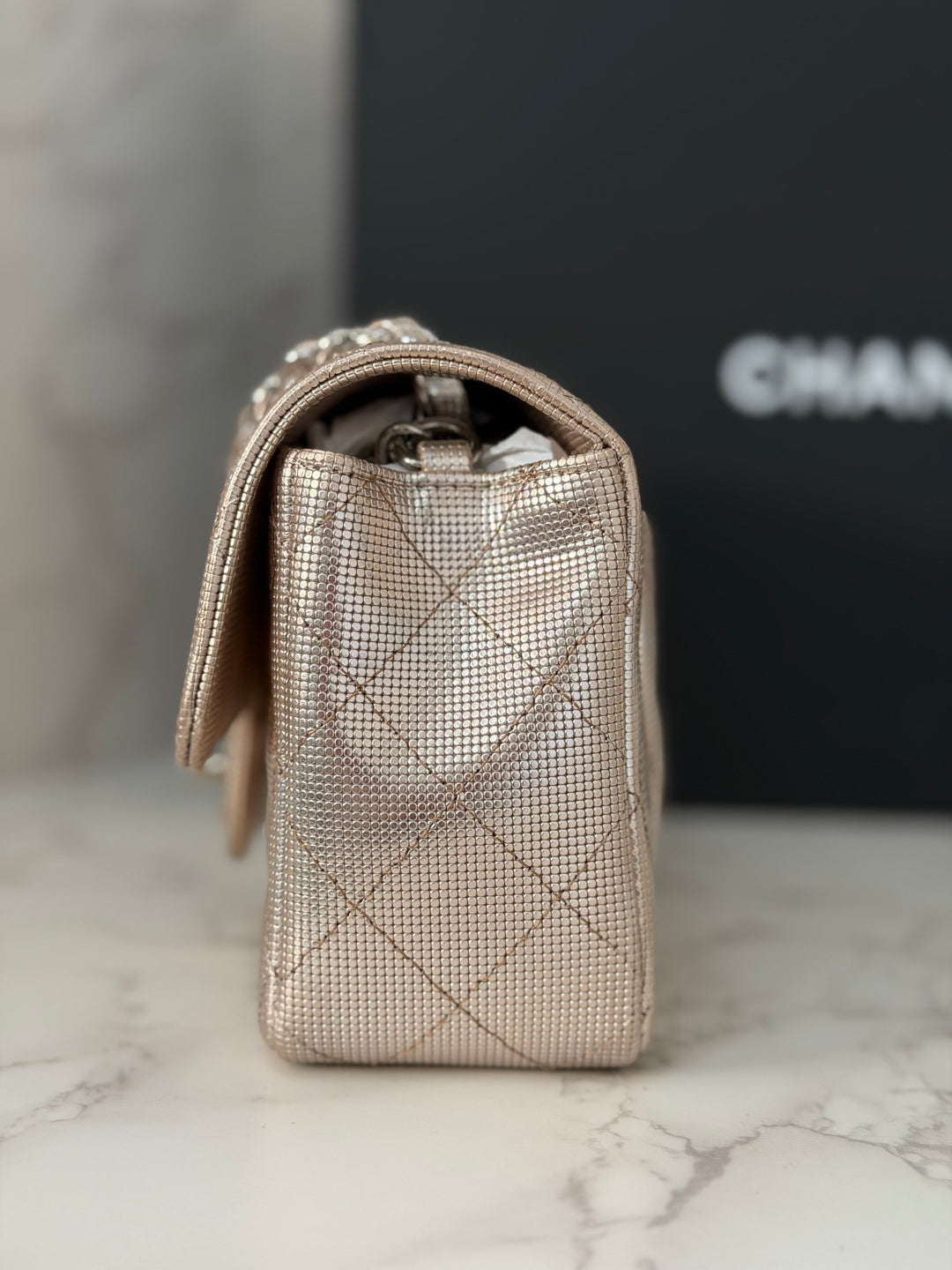 CHANEL series 21 16C 2016 Pixel Pinky Gold Calf Skin SHW Mini Rectangular Flap Bag