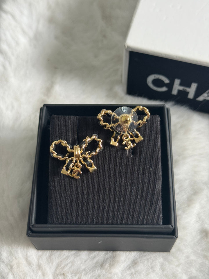 Chanel 24P Collection Ribbon GHW Earrings