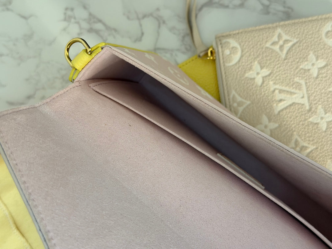 LOUIS VUITTON LV Pochette Felicie 2022 Pink/Beige/Yellow Emprinte Leather