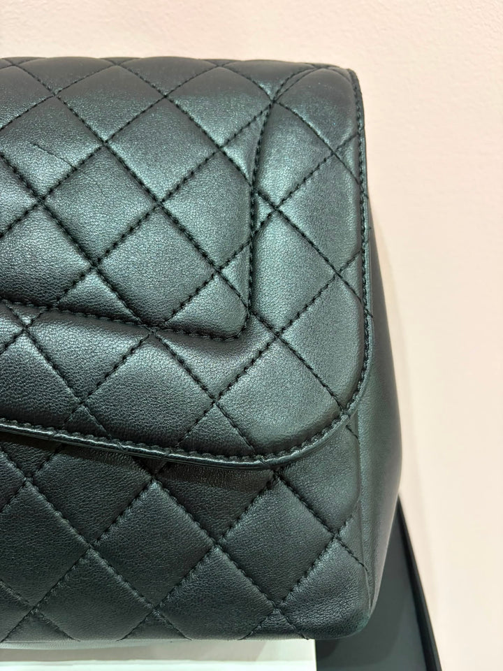 CHANEL Black Lambskin Brushed GHW Mademoiselle Chic Jumbo Single Flap Bag