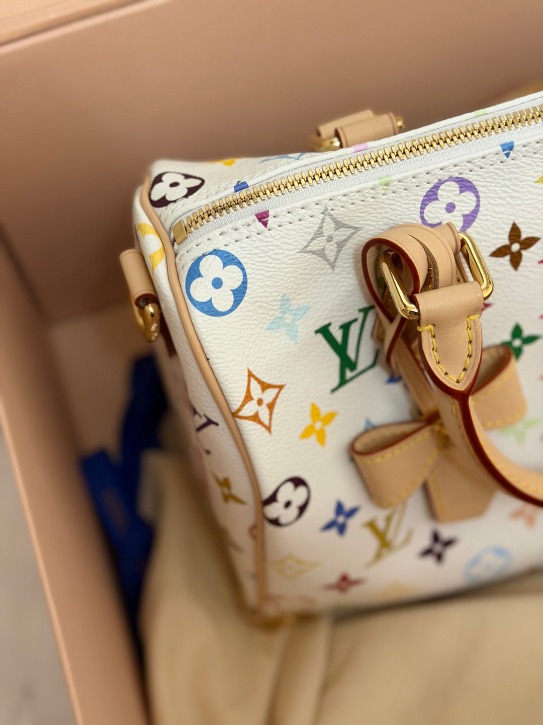 LOUIS VUITTON LV TM x LV Takashi Murakami Blanc White Multicolored Monogram canvas Speedy Bandouliere 25