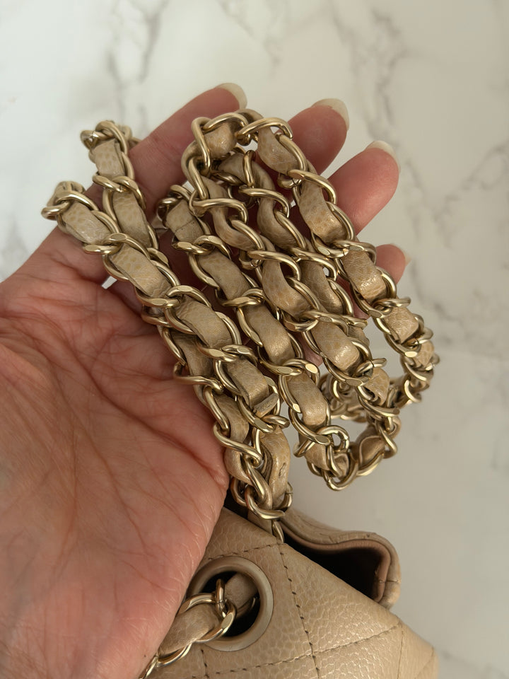 Chanel series 20 15C collection 2014/2015 Pearly Beige Caviar Brushed GHW Square Mini Flap Bag