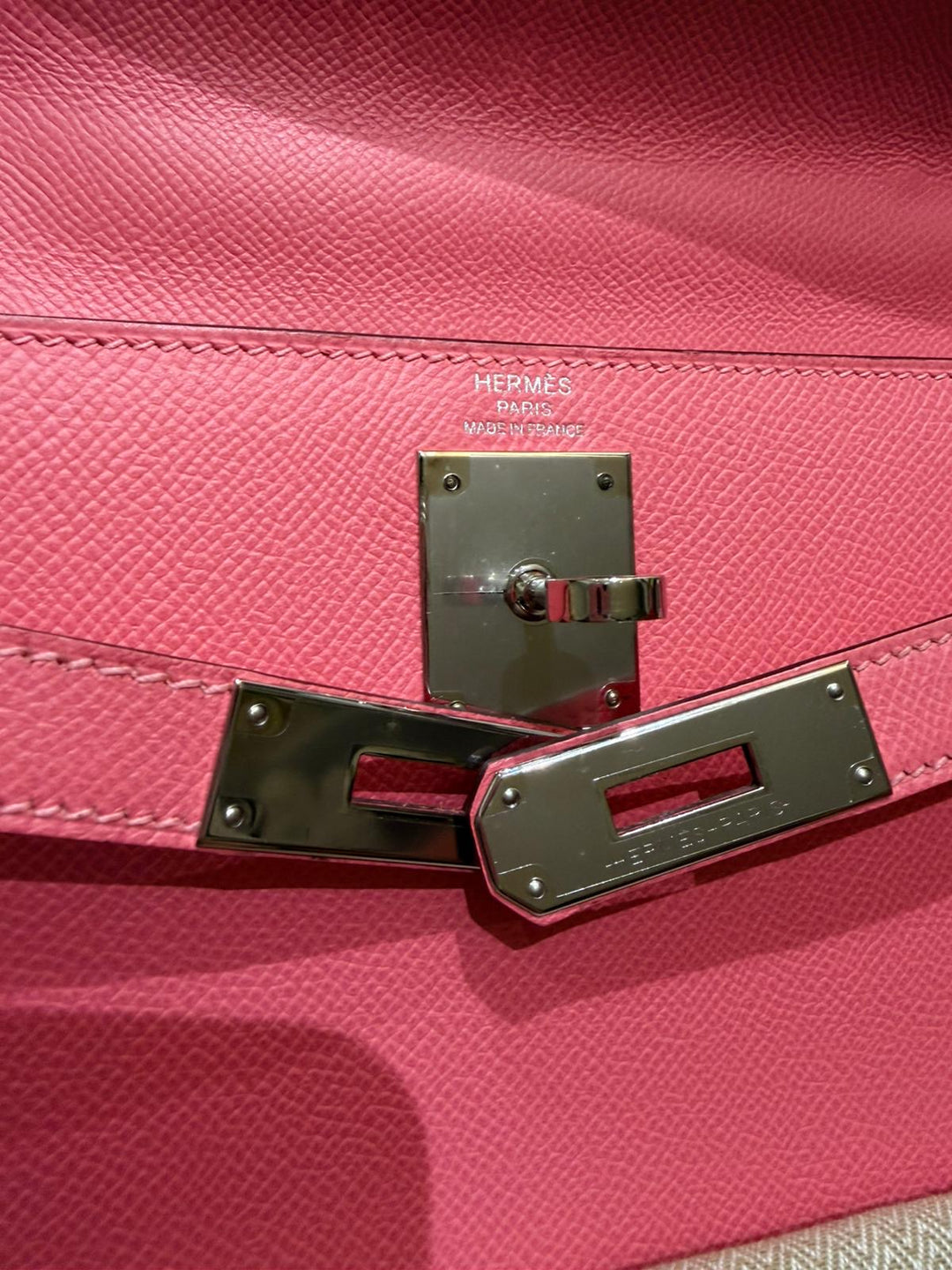 Hermes Kelly 28 in Rose Azalee Pink Epsom Leather PHW Stamp C 2018