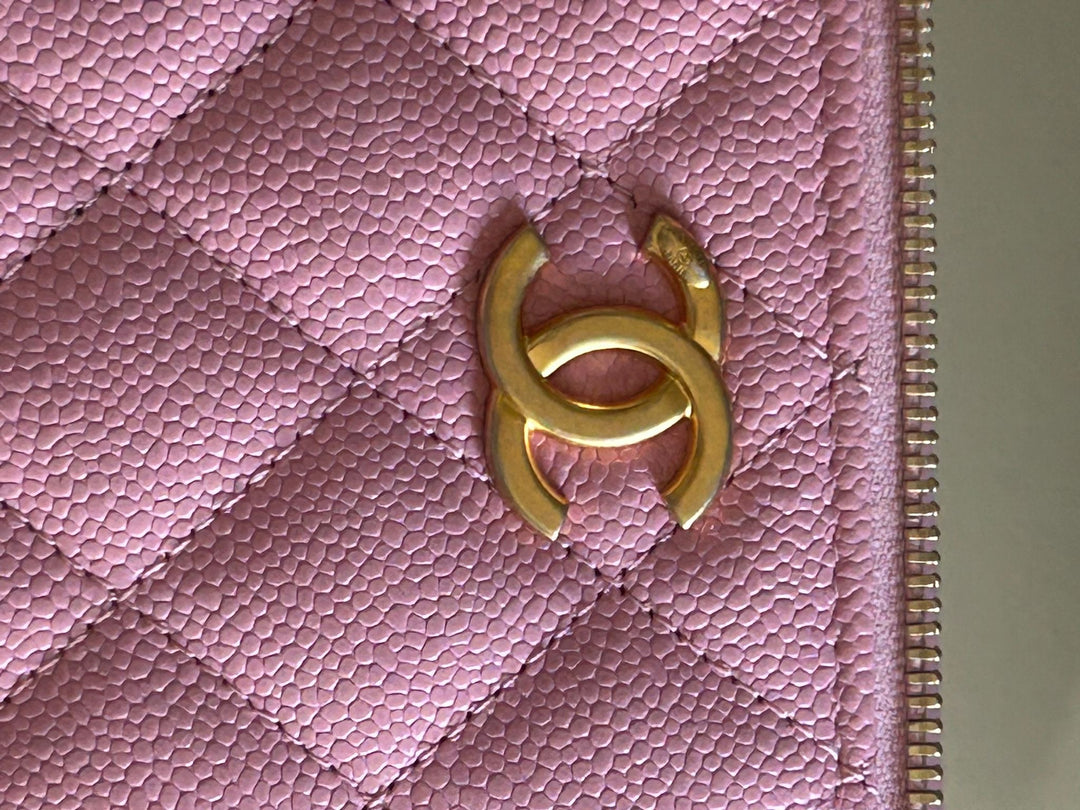 CHANEL 22S Mauve Pink Caviar Aged GHW SMALL Vanity with Metal and Leather top handle 2022