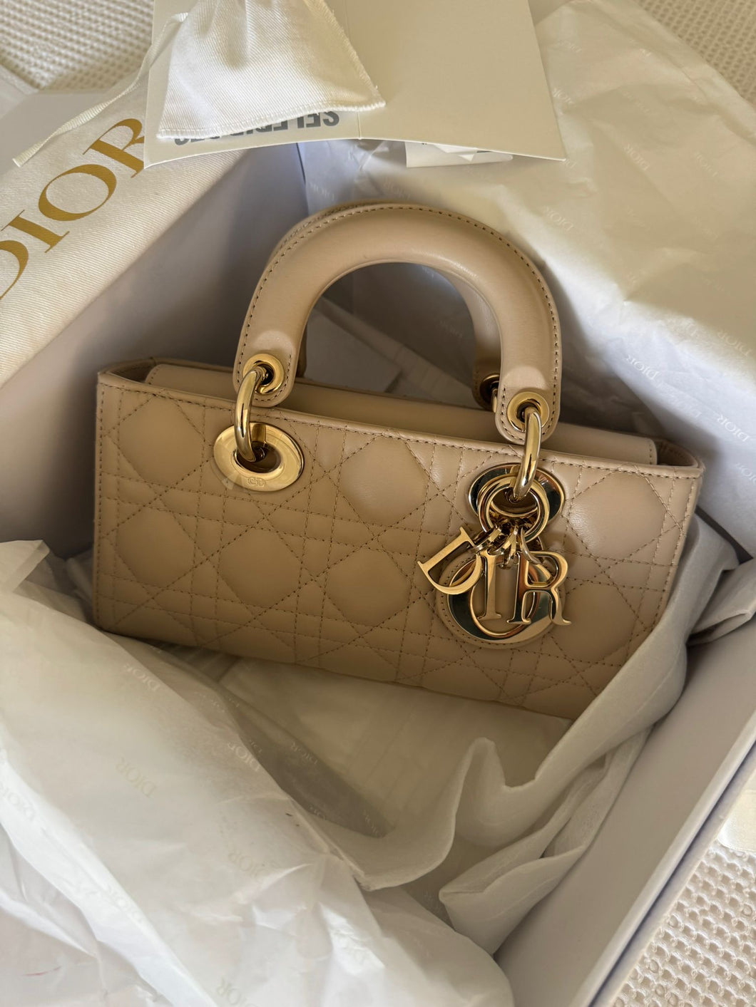 Dior Small Lady D-Joy Bag
Powder Beige Cannage Lambskin LGHW