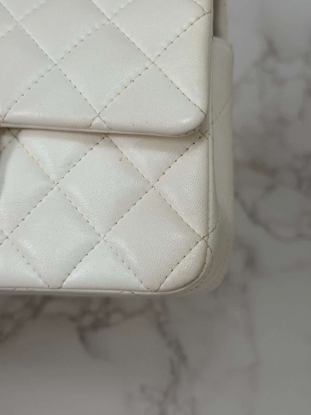 CHANEL series 23 2016 White Lambskin LGHW Mini Rectangular Flap Bag