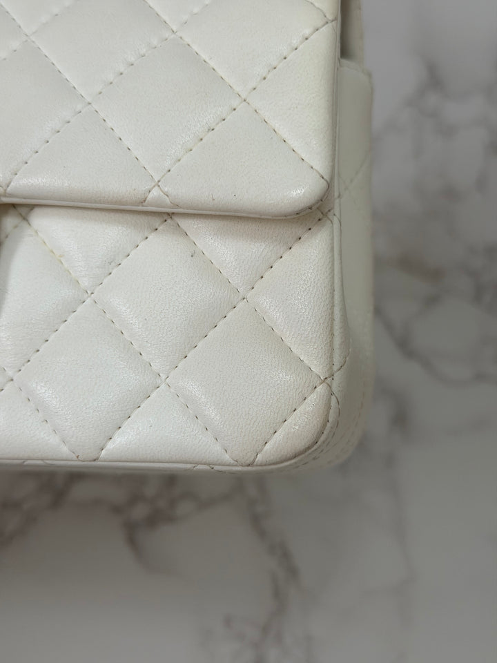 CHANEL series 23 2016 White Lambskin LGHW Mini Rectangular Flap Bag