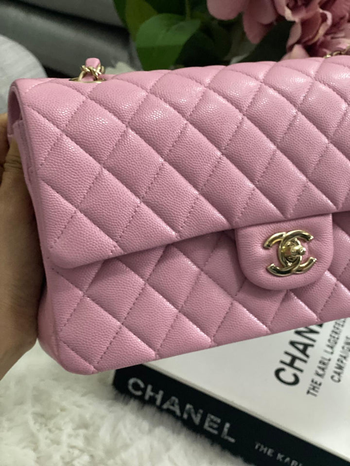 CHANEL 22S 2022 Dark Pink Caviar LGHW Medium ML Timeless Classic Double Flap Bag