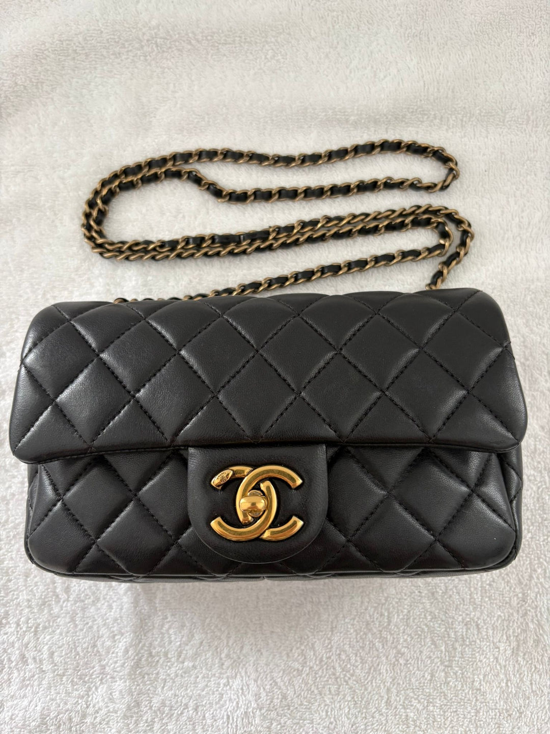 CHANEL series 20 Black Lambskin Anyique GHW Mini Flap Bag Seasonal Minaudières 2014 Limited Runway “meat package” collection
