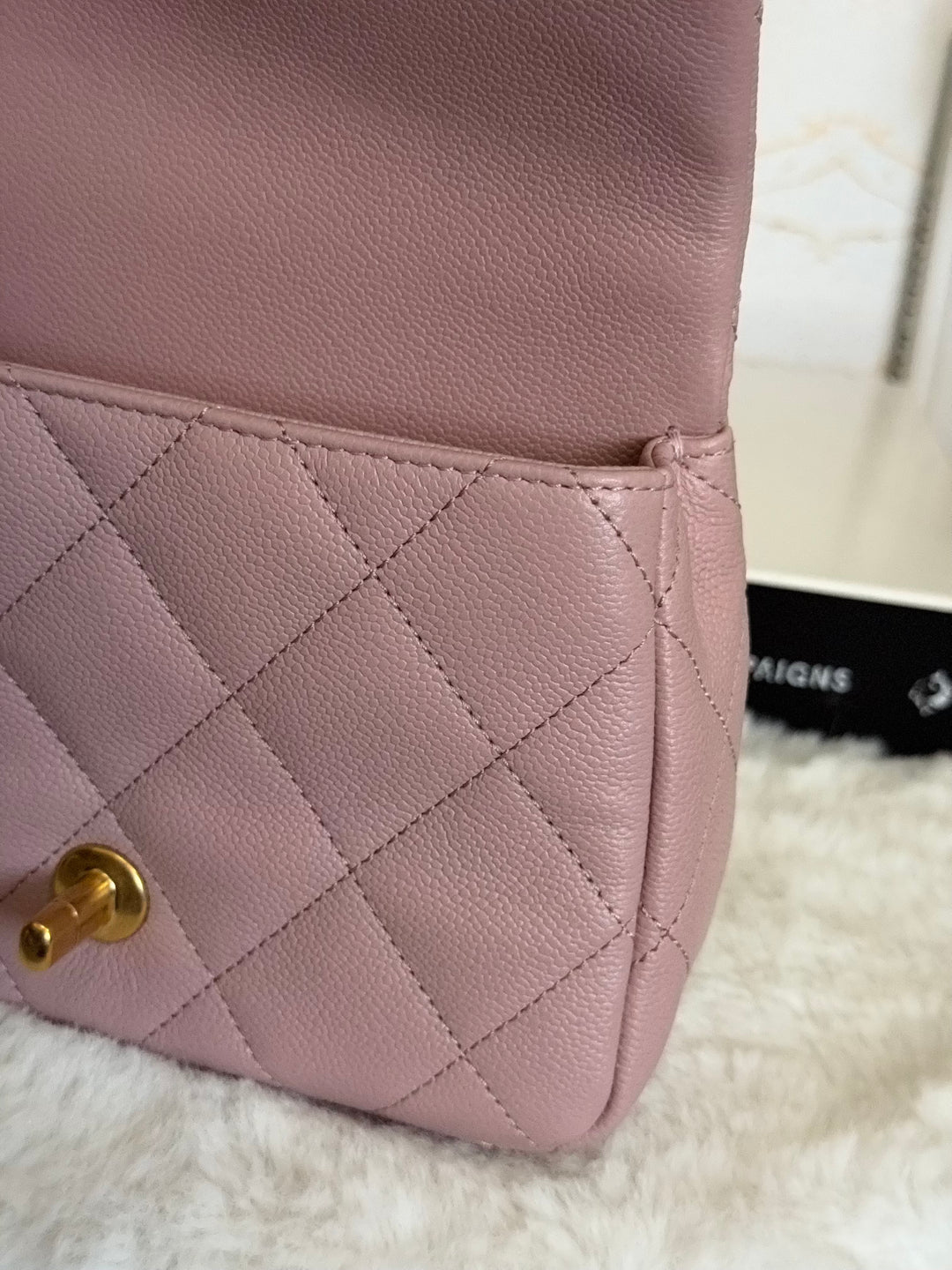 CHANEL 24P Muted Mauve Pink Caviar Heart Adjustable Chain Flap Bag with aged GHW 2024