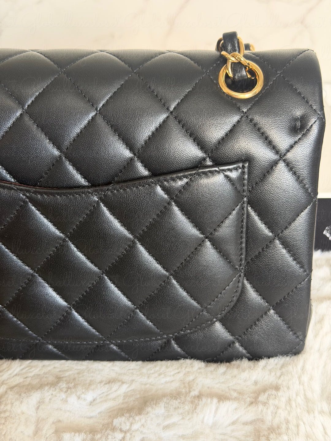 CHANEL Black Lambskin GHW SMALL Timeless Classic Double Flap Bag 2022 Microchipped