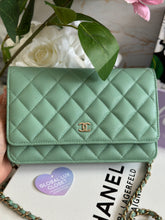 Load image into Gallery viewer, Chanel 23P Tiffany Green Caviar LGHW Classic Wallet on Chain (WOC)
