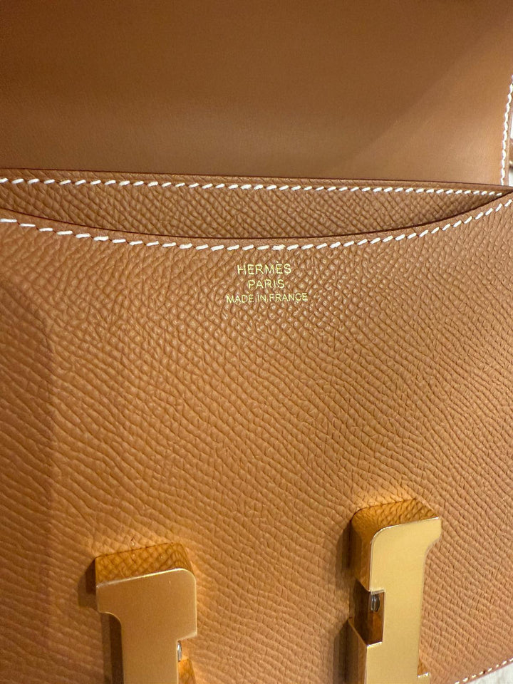 HERMES Constance 18 Gold Epsom Leather GHW Flap bag Stamp B 2023