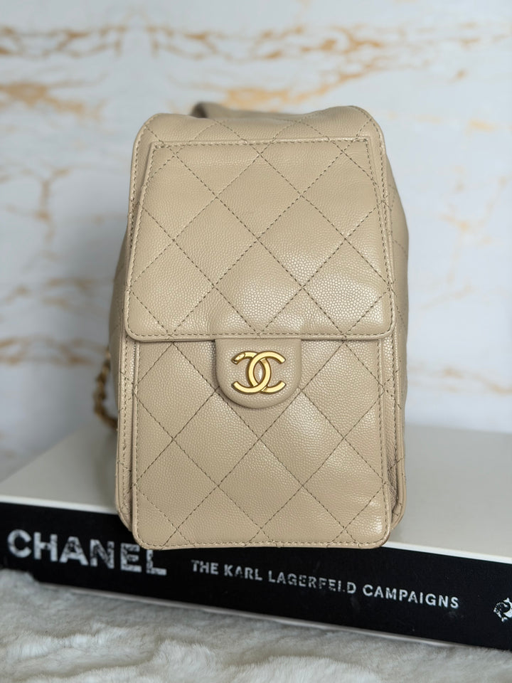 CHANEL Beige Caviar Aged GHW 25 Hobo Bag size SMALL 2025 25S collection