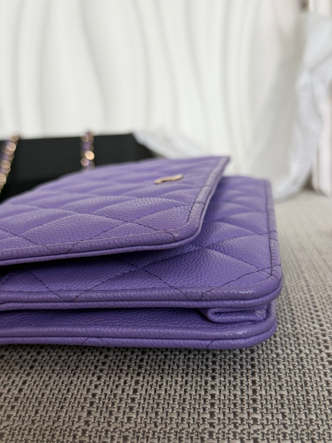 CHANEL series 28 20C Purple Caviar LGHW Classic Wallet on chain (WOC)
