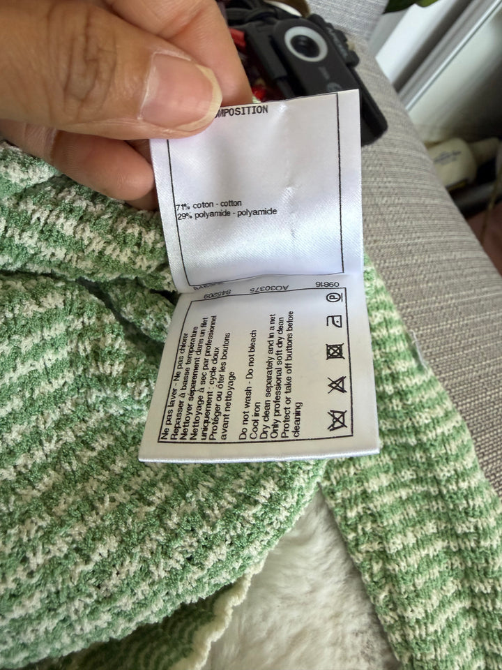 CHANEL 21C Green and White Knitted Cardigan size EU 34 2021