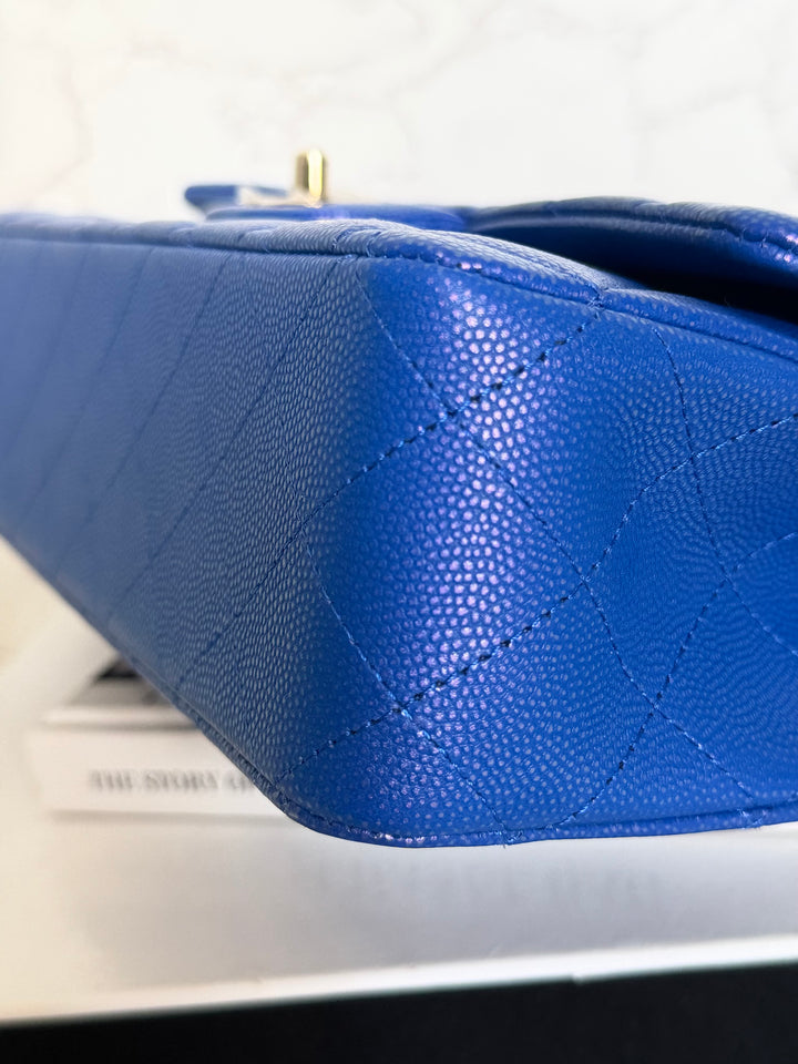Chanel 21S series 31 Iridescent Electric Cobalt Blue Caviar LGHW Medium M/L timeless Classic double flap bag 2021