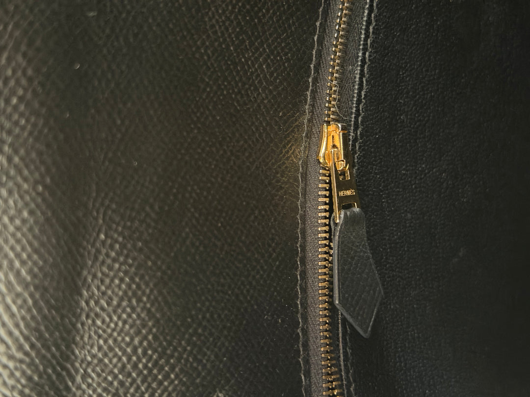 Hermes Noir/Black Epsom Leather GHW Kelly 28 stamp N 2010