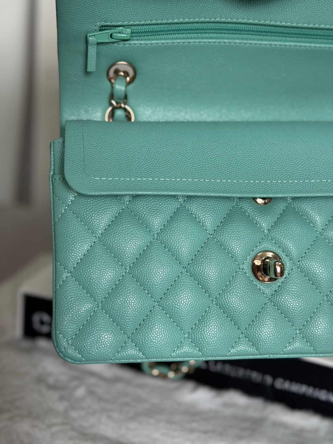 CHANEL 21S series 31 Tiffany Green/Blue Caviar LGHW Small Timeless Classic Double Flap Bag 2021 super rare