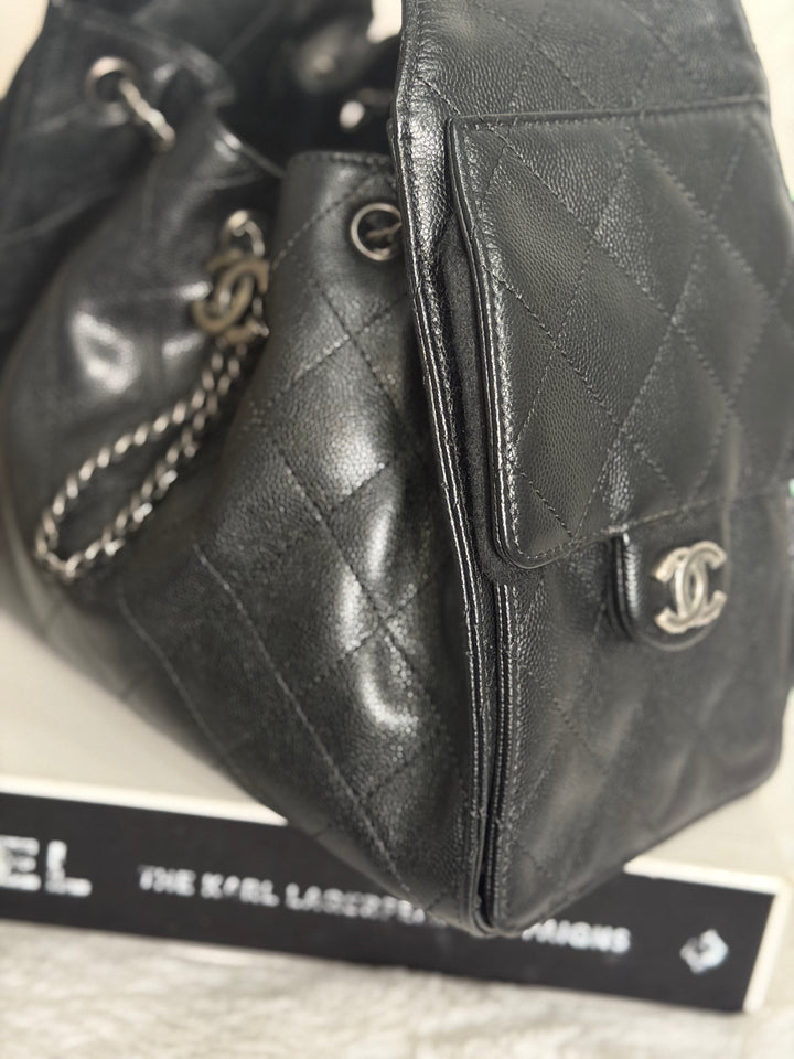 CHANEL 25 Hobo Bag Size SMALL in Black Caviar Ruthenium Hardware 2026
