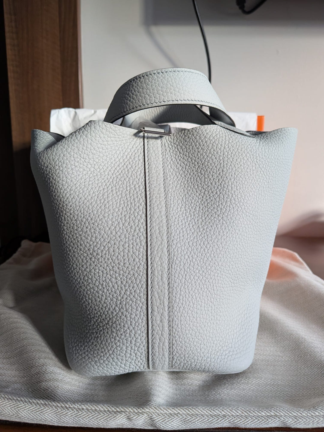HERMÈS Picotin 18 Bleu Pale Clemence leather PHW Stamp U 2022/2023