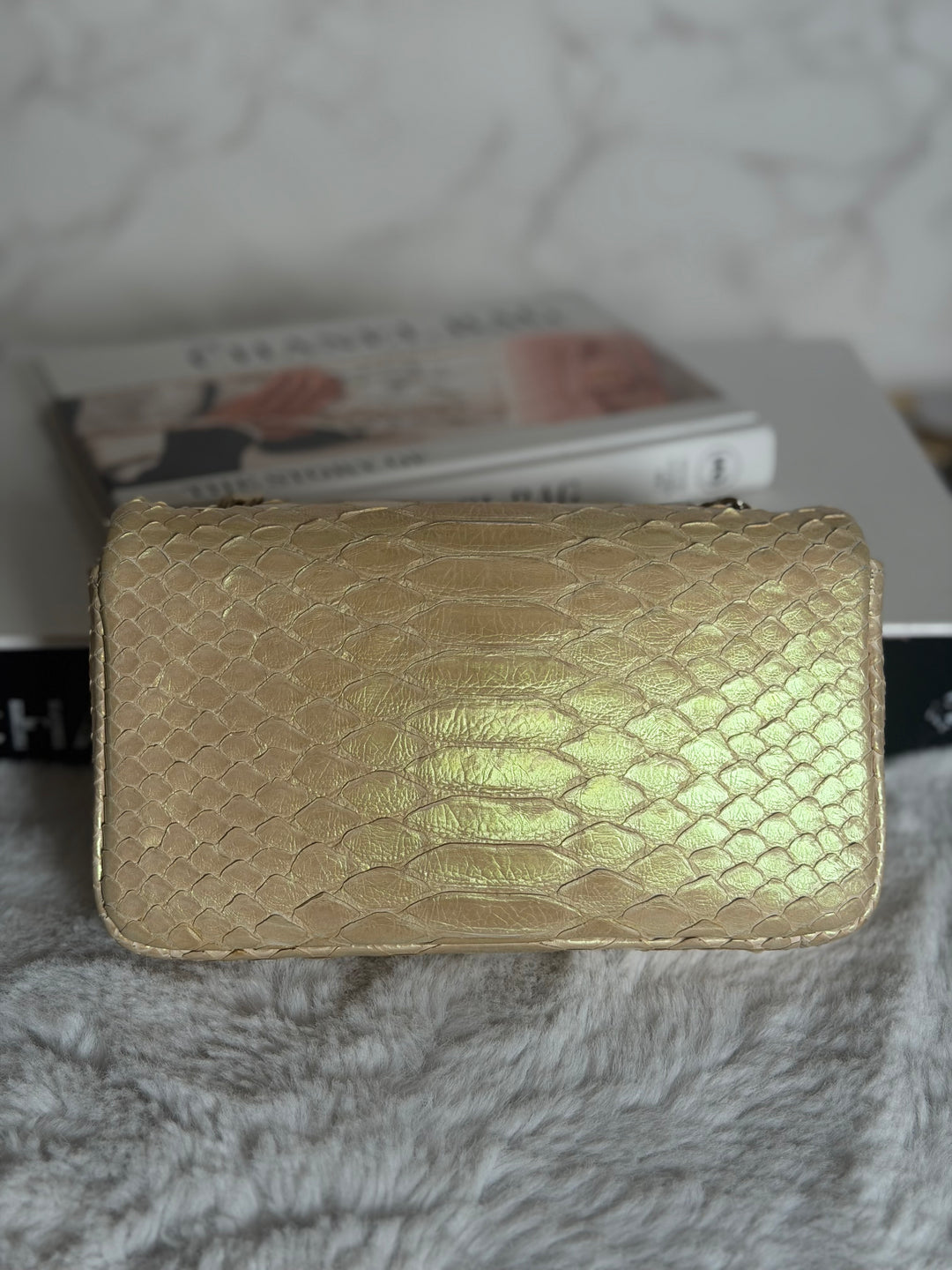 CHANEL series 20 Iridescent Ivory Llizard Exotic skin Extra Mini Rectangular Flap Bag LGHW