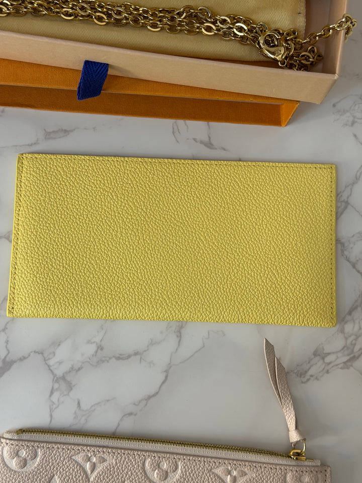 LOUIS VUITTON LV Pochette Felicie 2022 Pink/Beige/Yellow Emprinte Leather