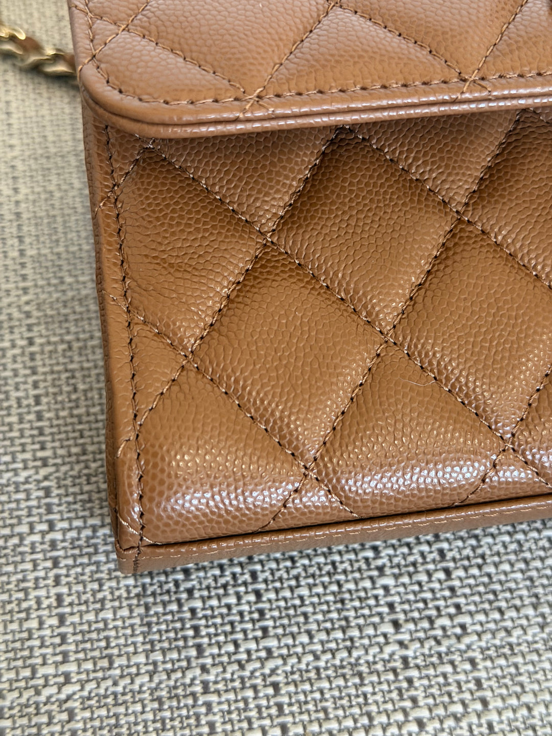 CHANEL 26P Brown Caviar LGHW Top Handle Vanity