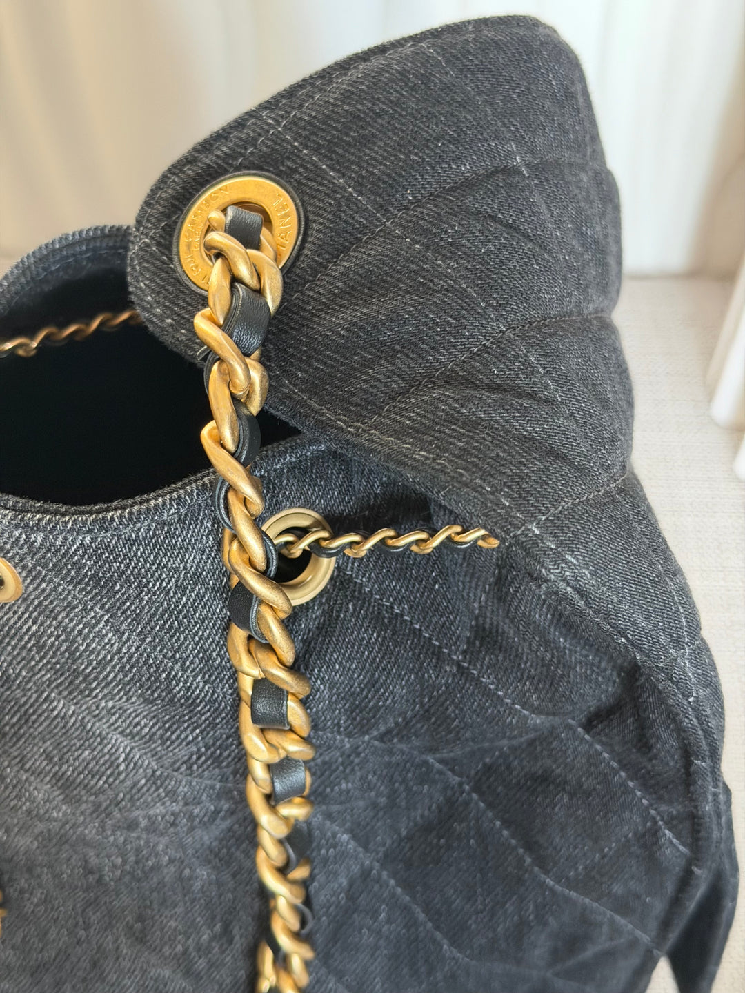 CHANEL 25S 2025 Black Denim Medium 25 Hobo Bag with Detachable Pouch Aged GHW