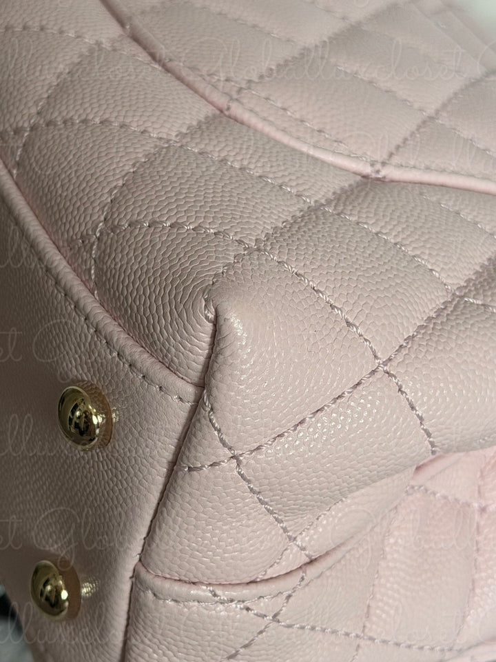 CHANEL 22P Light Pink Sakura Caviar LGHW Coco handle Flap Bag With detachable strap size Small 2022