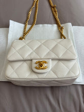 Load image into Gallery viewer, CHANEL 23P 2023 White Caviar Sweetheart Adjustable Chain Small Flap Bag Aged GHW
