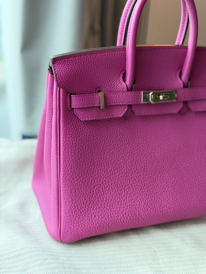 HERMÈS Rose Pourpre Togo Leather PHW Birkin 25 stamp C 2017