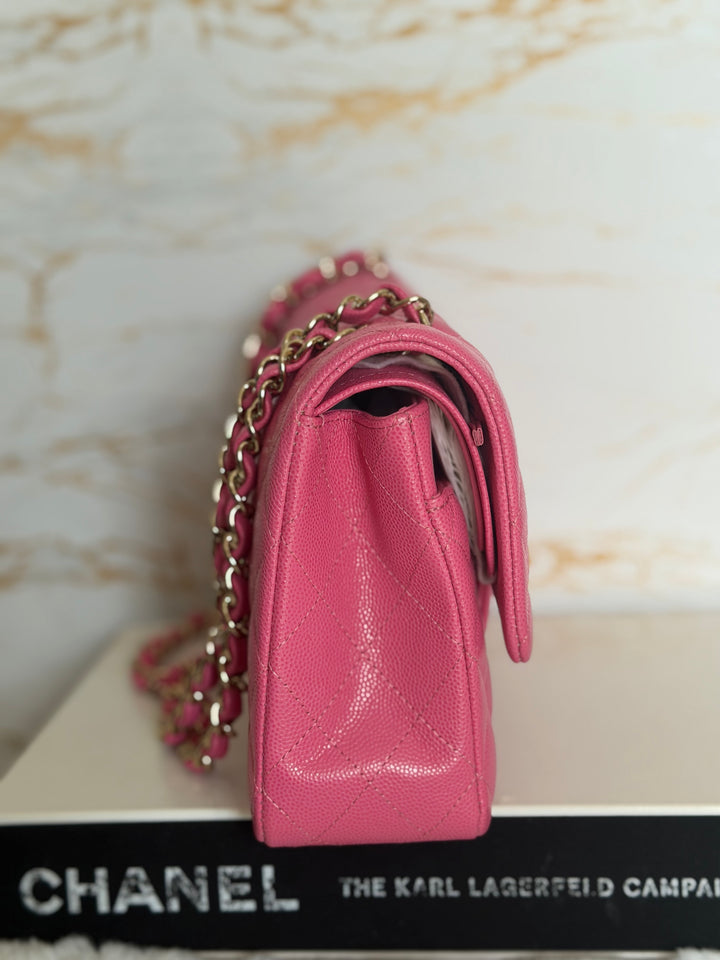 CHANEL series 27 19C Barbie Pink Caviar LGHW 11.12 Medium M/L Timeless Classic Double Flap Bag