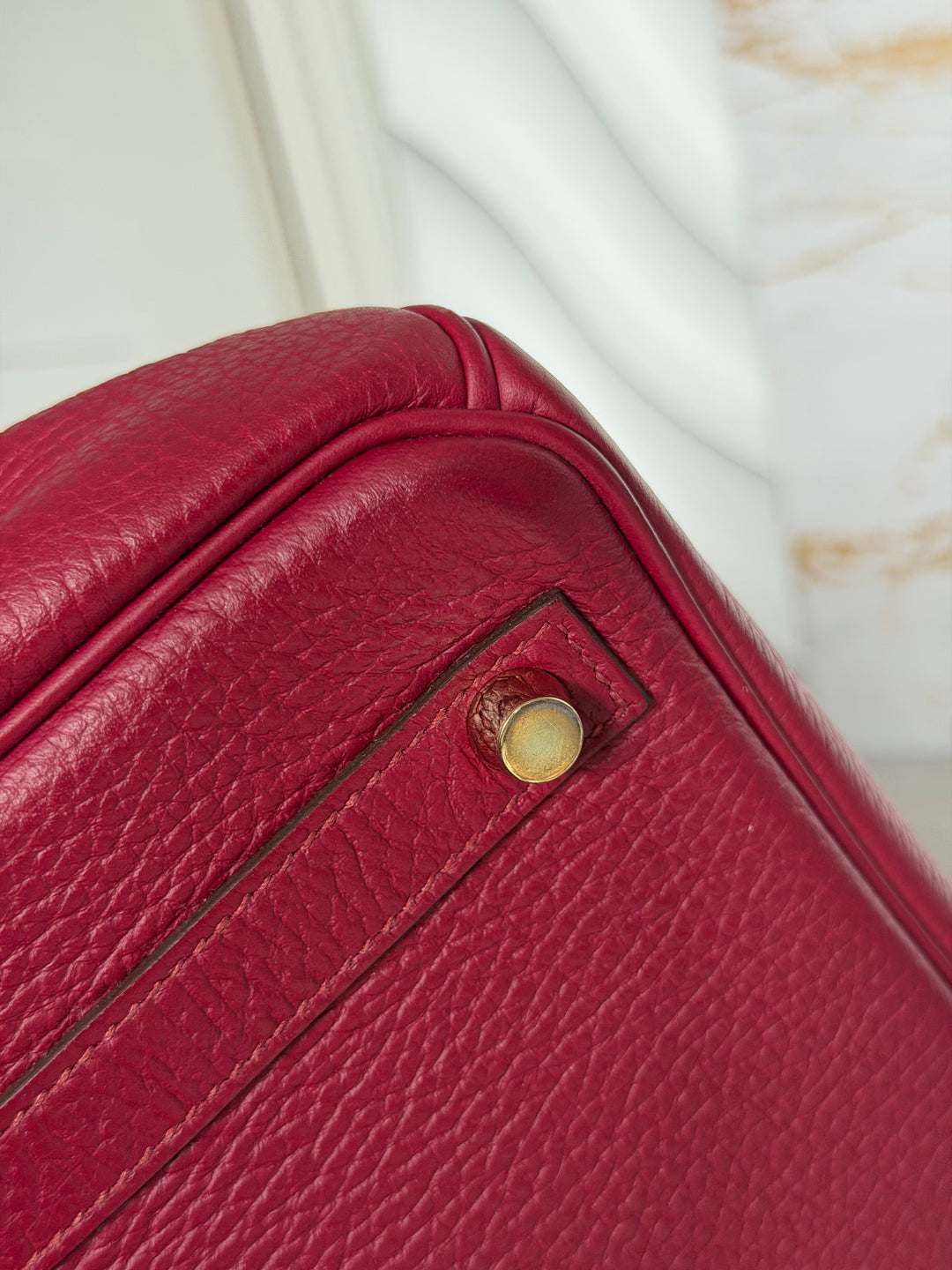 WA/Email to Purchase only- Hermes Rouge Grenat Togo Leather GHW Birkin 35 Stamp X 2016