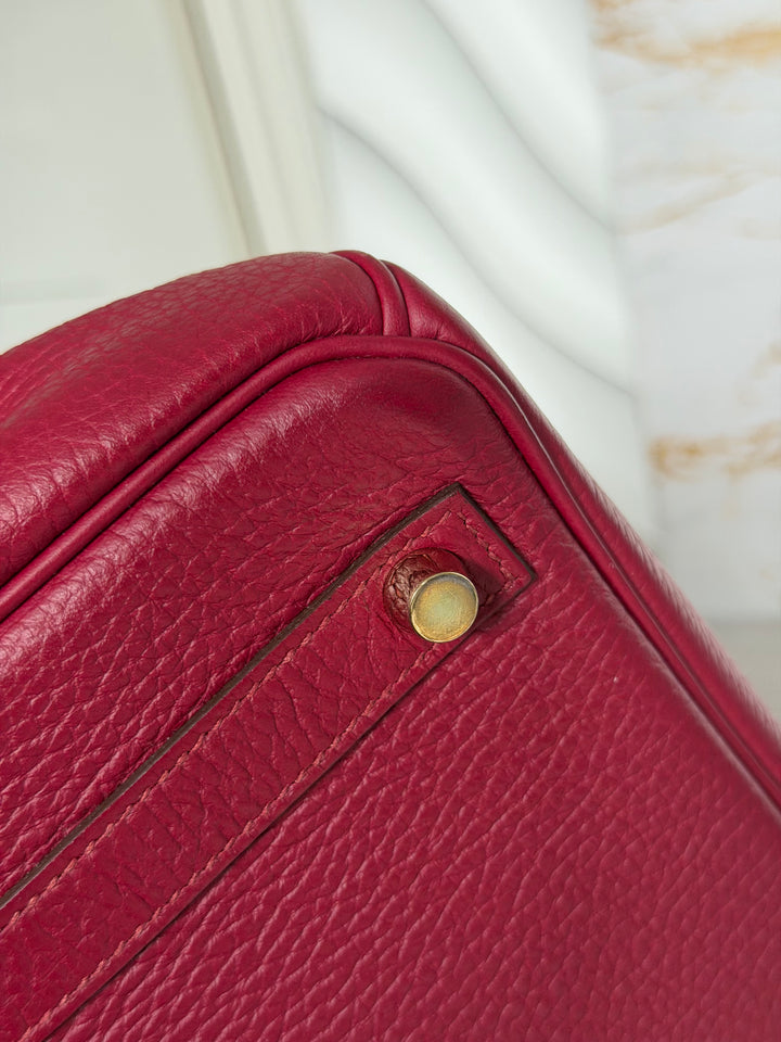 WA/Email to Purchase only- Hermes Rouge Grenat Togo Leather GHW Birkin 35 Stamp X 2016