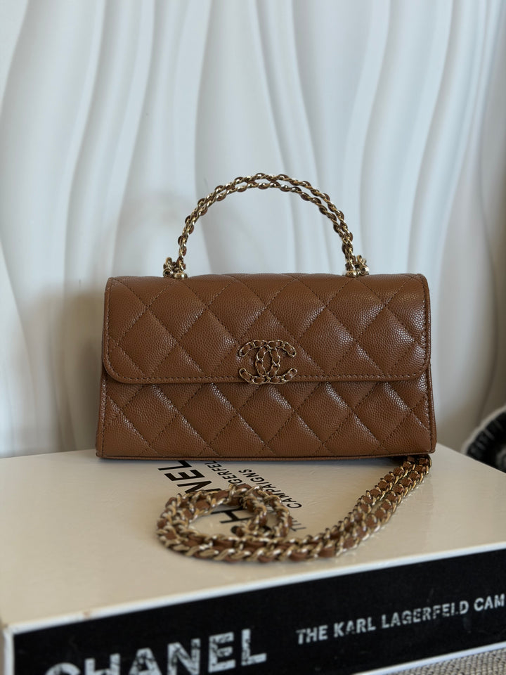 CHANEL 26P Brown Caviar LGHW Top Handle Vanity