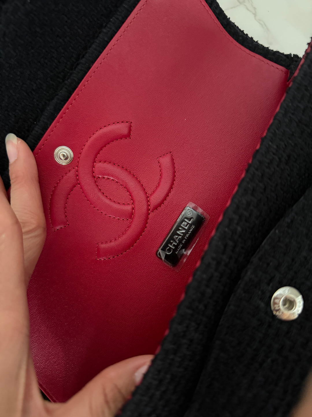 CHANEL 23C 2023 Embroidered Flower Tweed Medium Classic Flap Bag