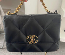 Load image into Gallery viewer, Chanel 19 size Small series 30 21P 2021 Pre Spring/Summer collection Black Lambskin Mixed HW flap Bag with Top Handle
