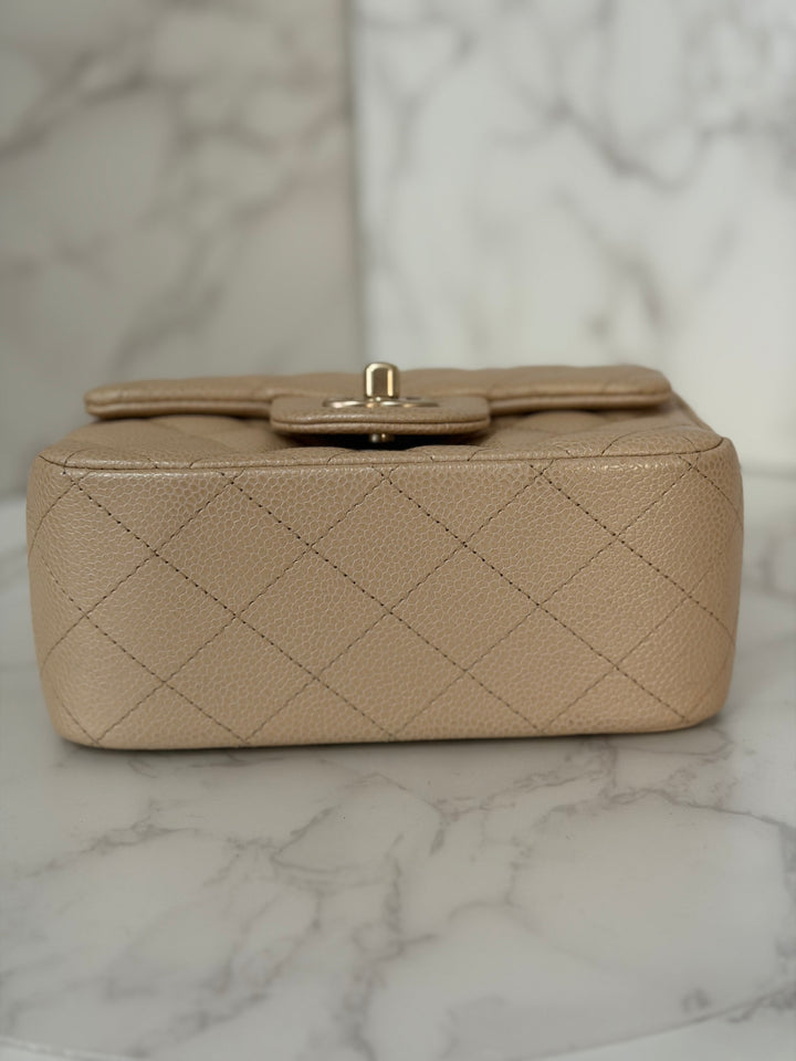 Chanel series 20 15C collection 2014/2015 Pearly Beige Caviar Brushed GHW Square Mini Flap Bag