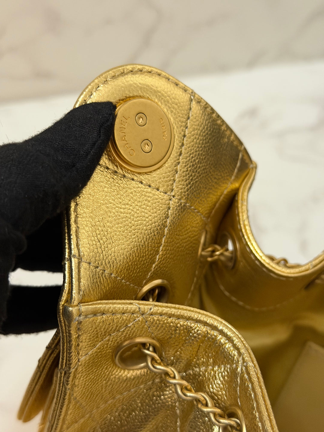 CHANEL 26C collection Gold caviar Aged GHW Mini 25 Hobo Bag