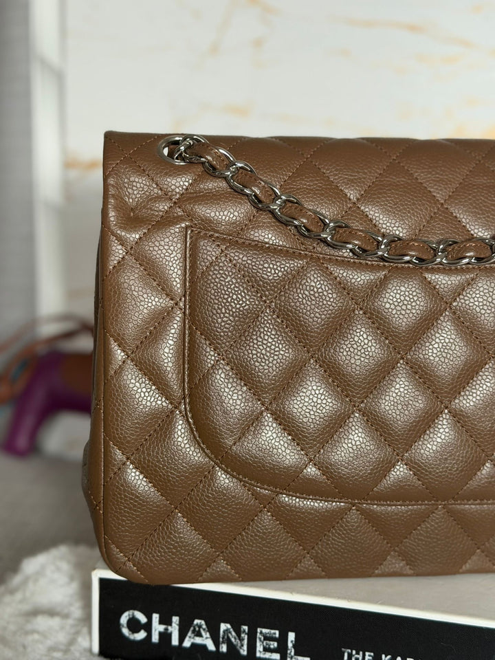 CHANEL series 15 Brown Caviar SHW Jumbo Classic Double Flap Bag 2011