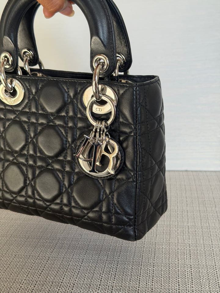 DIOR Lady Dior Mini Vintage Black Lambskin Silver hardware SHW 2006