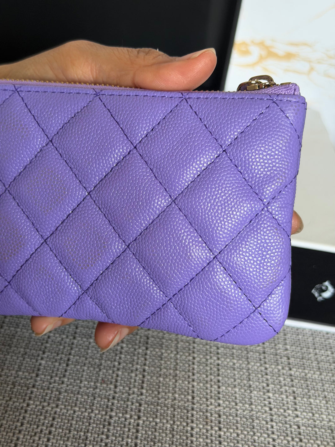 CHANEL series 28 20S purple caviar LGHW Mini O Case Pouch 15 cms