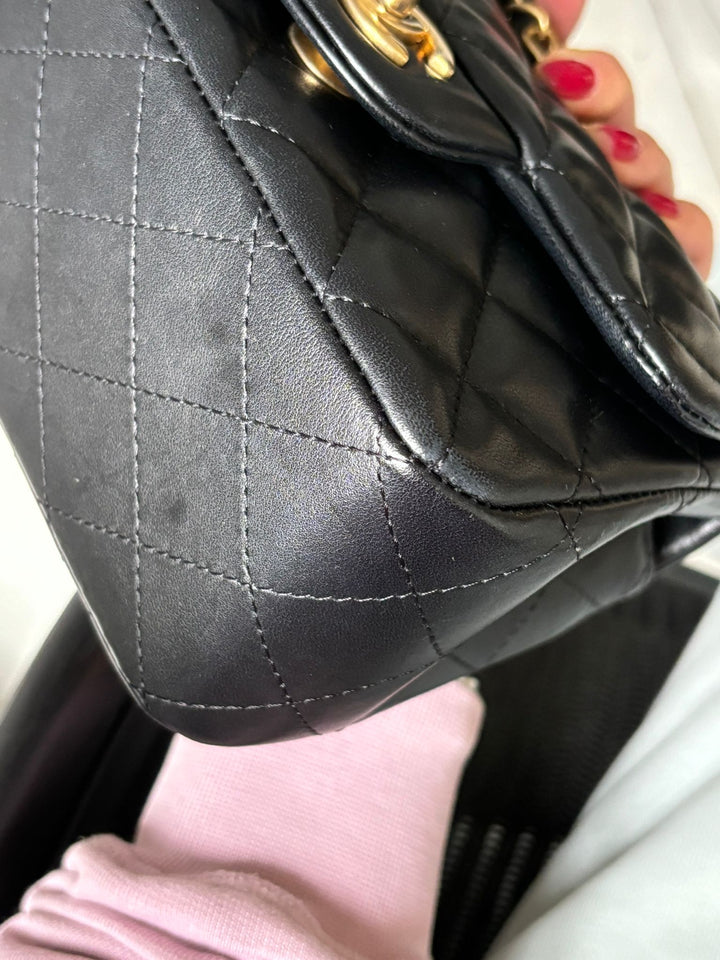 Chanel series 27 Black Lambskin LGHW Square Mini Flap Bag