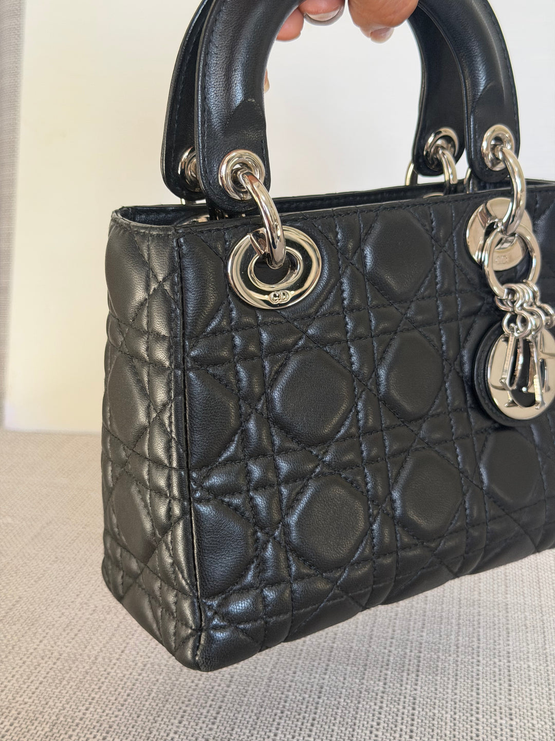 DIOR Lady Dior Mini Vintage Black Lambskin Silver hardware SHW 2006