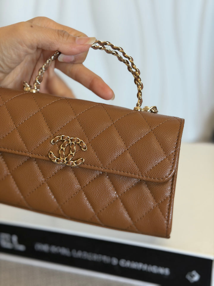 CHANEL 26P Brown Caviar LGHW Top Handle Vanity