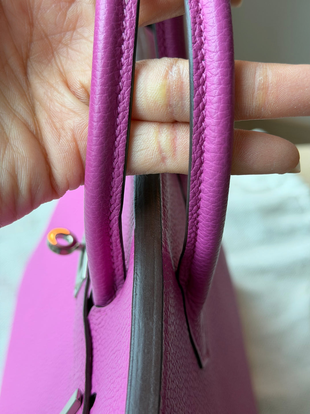 HERMÈS Rose Pourpre Togo Leather PHW Birkin 25 stamp C 2017