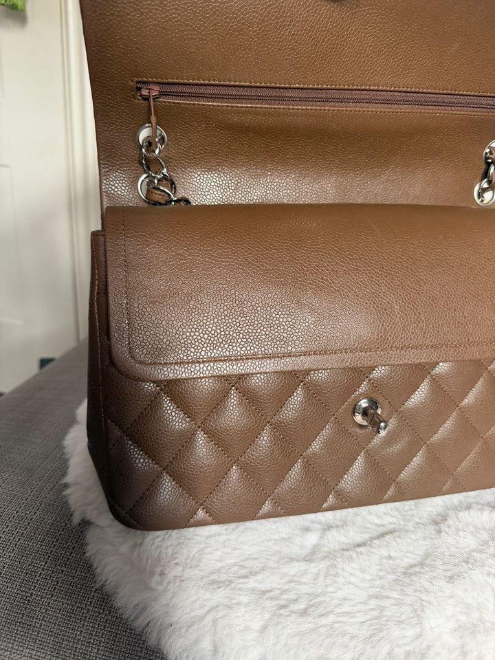 CHANEL series 15 Brown Caviar SHW Jumbo Classic Double Flap Bag 2011