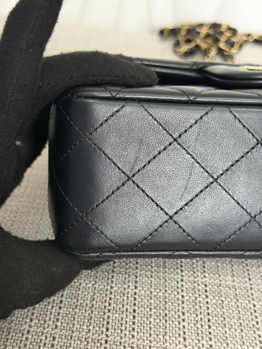 CHANEL Black Lambskin LGHW Mini Rectangular Flap Bag 2025