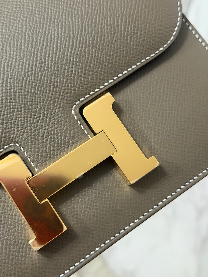 Hermes Constance 18 Etoupe Epsom Leather GHW Flap Bag Stamp D 2019